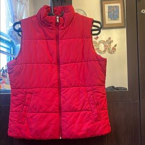Women's Red Puffer Vest